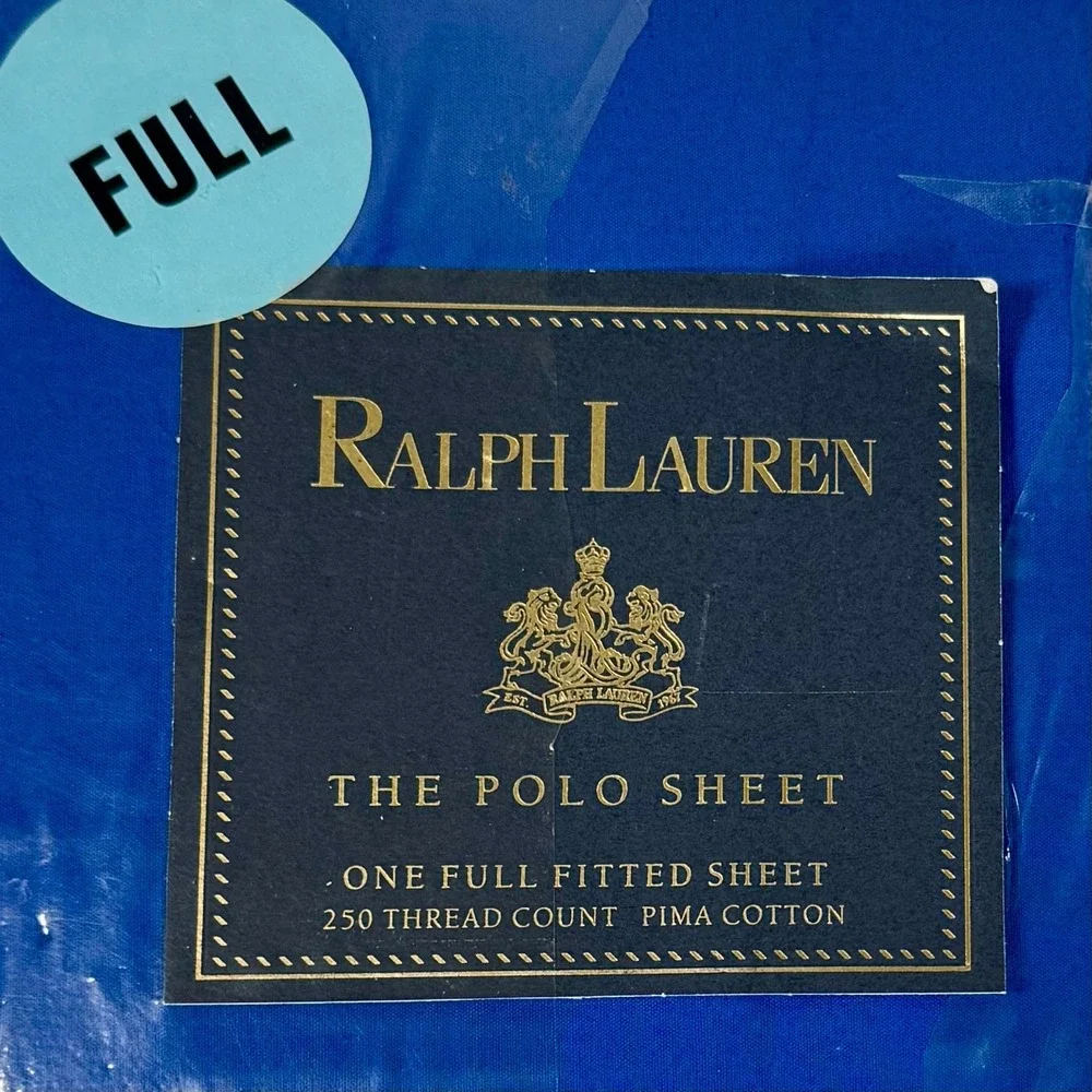 Ralph Lauren The Polo Sheet Cadet Blue Full Fitted Sheet 250 TC Pima Cotton NEW